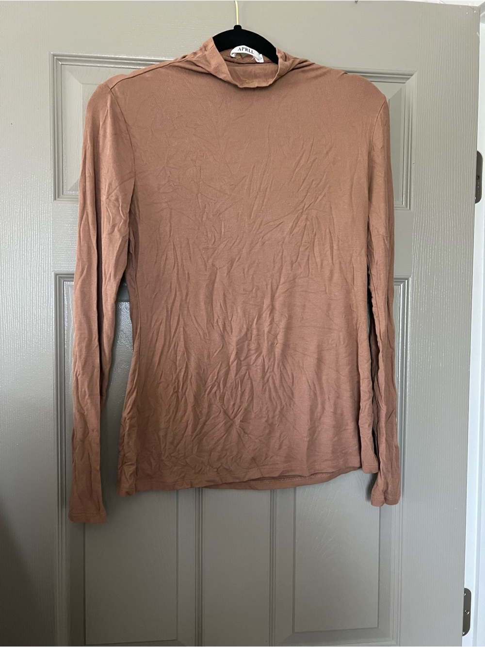 Lightweight Turtleneck Long Sleeve Top — Beige